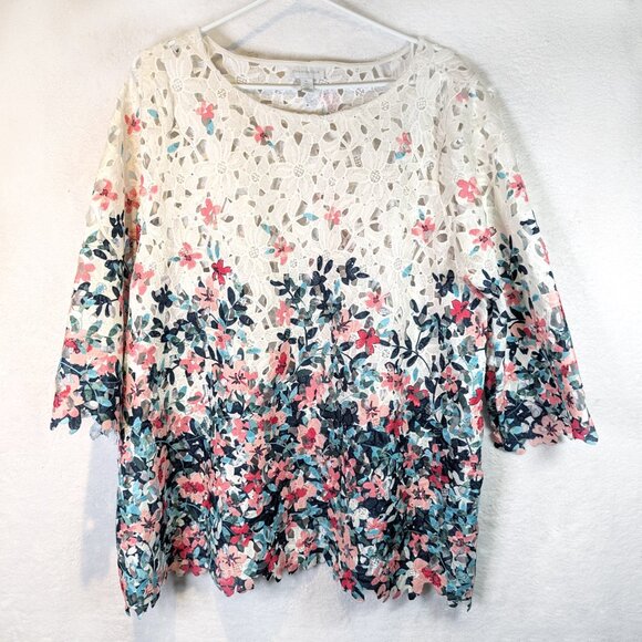 Openwork floral blouse by Charter Club Size XL - Picture 4 of 4